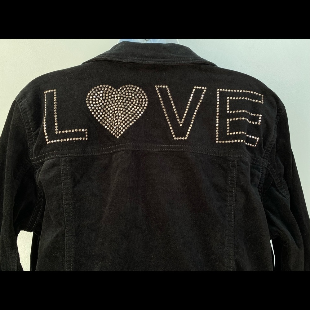 EV1 by Ellen DeGeneres Velvet Studded LOVE Jacket - Size Medium